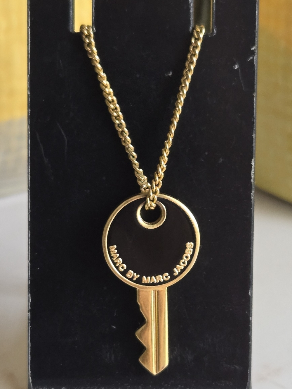 GUC Marc by Marc Jacobs Gold Tone & Black Enamel Long Key Pendant Necklace